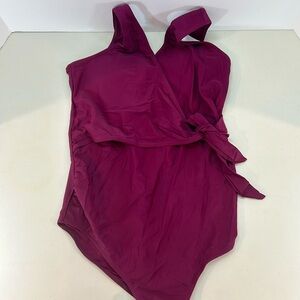 Maroon wrap one piece maternity